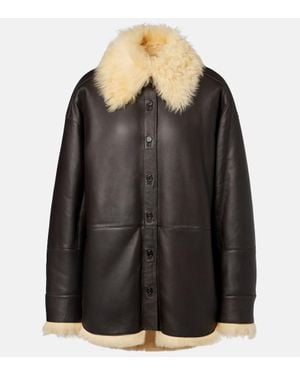 Acne Studios Lessora Shearling-Trimmed Leather Jacket - Black