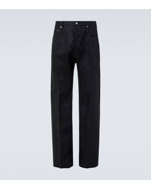 Rick Owens Geth Linen Wide-Leg Trousers - Black