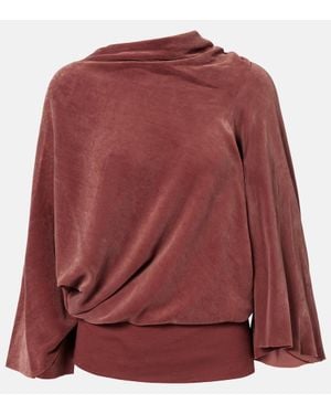 Rick Owens Draped Charmeuse Top - Red