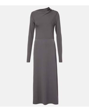 TOTEME Draped Jersey Midi Dress - Gray