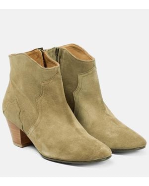 Isabel Marant Étoile Dicker Ankle Boots Aus Veloursleder - Grün