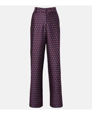 Dries Van Noten High-Rise Jacquard Wide-Leg Trousers - Red