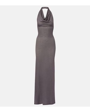 AYA MUSE Reed Halterneck Maxi Dress - Purple