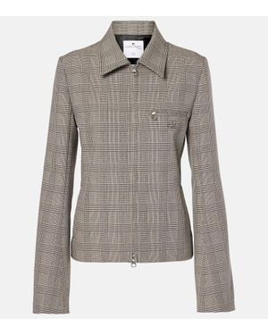 Courreges Prince Of Wales Check Wool-Blend Jacket - Gray