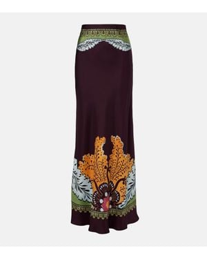 La DoubleJ Sleek Placee Silk Maxi Skirt - Purple