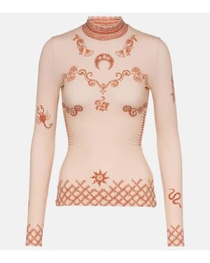 Marine Serre Henna Print Top - Blue