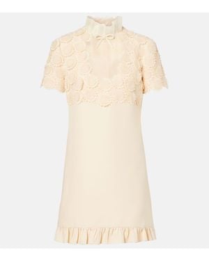 Valentino Crepe Couture Embroidered Minidress - Natural