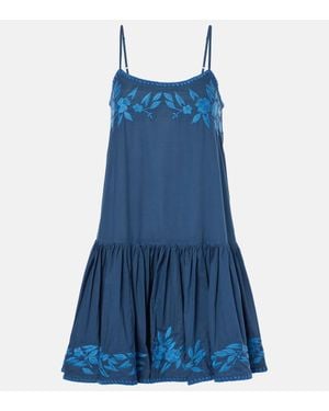 Juliet Dunn Besticktes Minikleid Aus Chambray - Blau