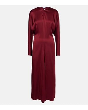 Victoria Beckham Draped Crepe Satin Midi Dress - Red