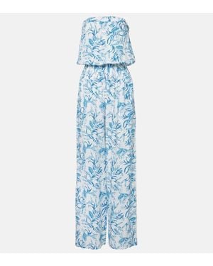 Melissa Odabash Naomi Strapless Cotton Jumpsuit - Blue