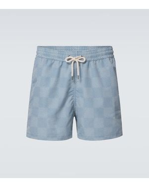 Frescobol Carioca Copa Check Rio Checked Swim Trunks - Blue