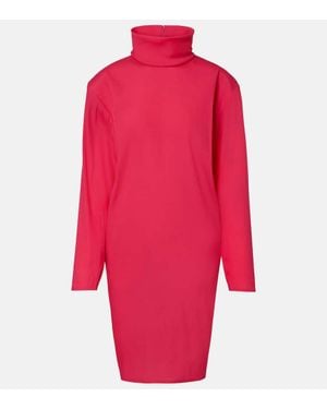 Saint Laurent Silk-Blend Midi Dress - Red