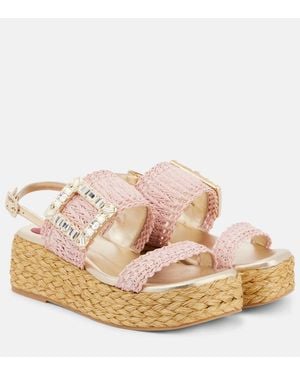 Roger Vivier Sandalias Con Plataforma Espa 60 De Rafia - Rosa