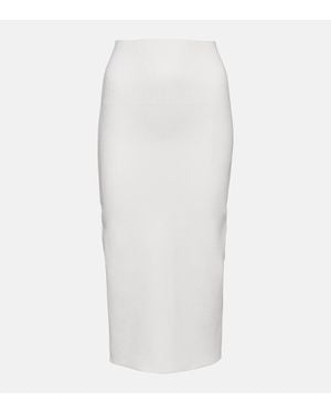 Victoria Beckham Ribbed-Knit High-Rise Midi Skirt - White