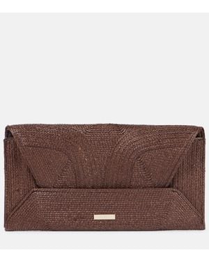 Aquazzura Clutch Vacanza Small De Rafia - Marrón