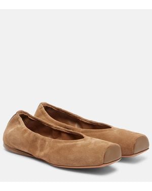 Alaïa Suede Ballet Flats - Brown