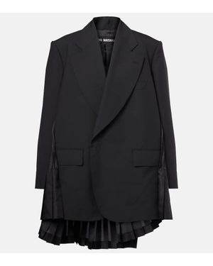 Junya Watanabe Vestido Blazer De Lana Plisado - Negro