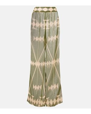 Johanna Ortiz Bedruckte Palazzo-Hose Aus Chiffon - Natur
