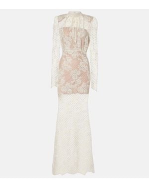 Self-Portrait Embellished Lace Maxi Dress - White