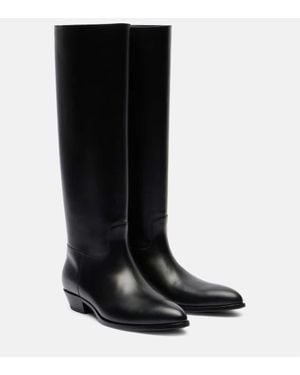 The Row Western Leather Knee-High Boots - Black