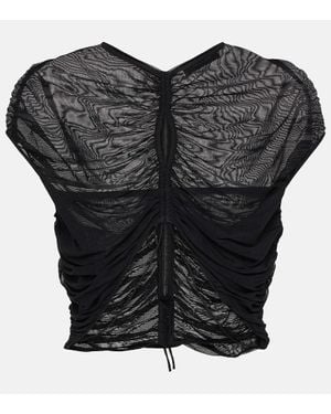 Mugler Cropped-Top Aus Mesh - Schwarz