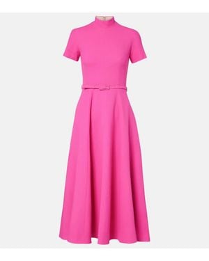 Emilia Wickstead Camilla Belted Wool Midi Dress - Pink