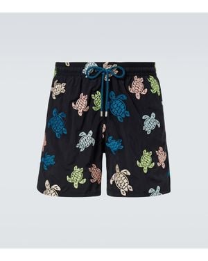 Vilebrequin Bestickte Badeshorts Mistral - Blau
