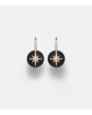 Sydney Evan Starburst 14Kt Earrings With Diamonds And Onyx - White