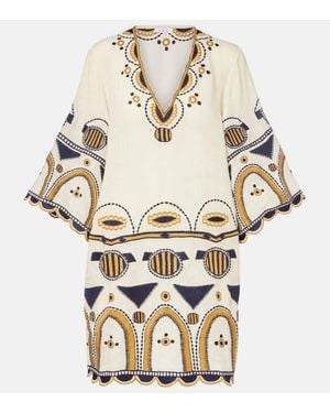 Eres Besticktes Minikleid Medallion Aus Leinen - Natur