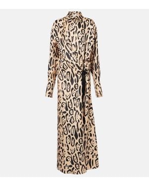 Sportmax Astoria Printed Silk Twill Gown - White
