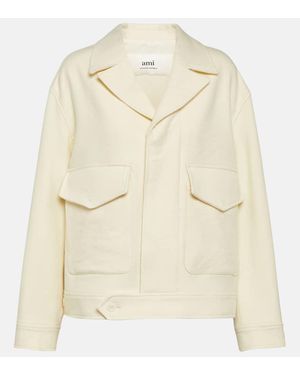 Ami Paris Giacca Di Lana Oversize - Neutro