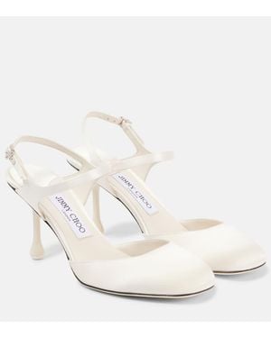 Jimmy Choo Pixie 80 Satin Court Shoes - White