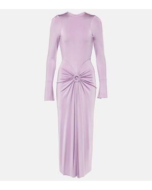 Victoria Beckham Gathered Jersey Midi Dress - Purple
