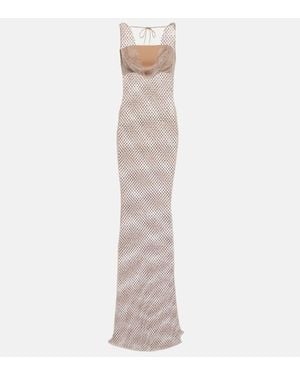 GIUSEPPE DI MORABITO Embellished Mesh Gown - White