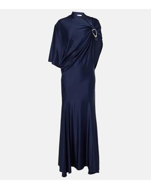 Rabanne Embellished Satin Midi Dress - Blue