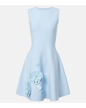 Oscar de la Renta Vestido Corto Con Aplique Floral Y Lentejuelas - Azul