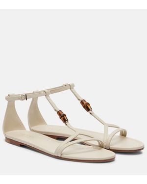 Gucci Bamboo Leather Sandals - White