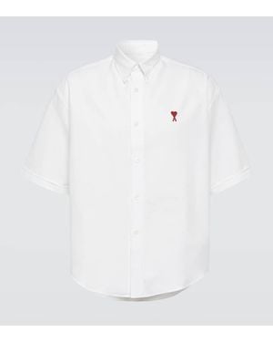 Ami Paris Boxy Fit Adc Cotton-Poplin Shirt - White