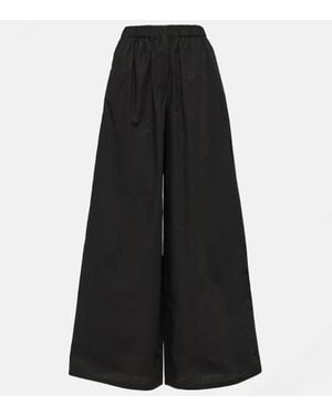 Max Mara Navigli High-Rise Cotton Wide-Leg Pants - Black