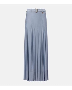 Burberry Belted Pleated Maxi Skirt - Blue
