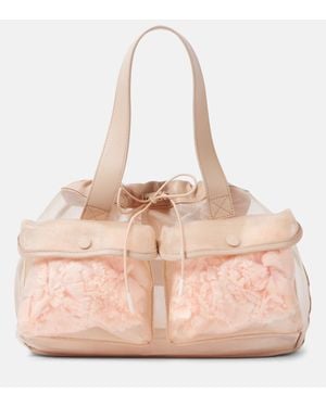 Simone Rocha Carnation Pocket Leather-Trimmed Tote Bag - Pink