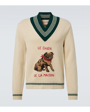Valentino Le Chien De La Maison Jacquard-Wollpullover Mann - Natur