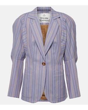 Vivienne Westwood Pourpoint Striped Cotton Blazer - Blue