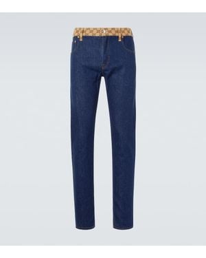 Gucci Gg Canvas Mid-Rise Tapered Jeans - Blue