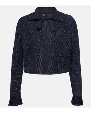 Oscar de la Renta Cotton-Blend Tweed Jacket - Blue