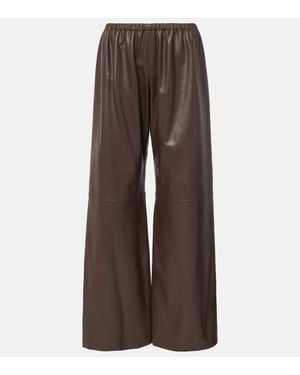 Nour Hammour Pantalon Ample Olan En Cuir - Marron