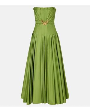 Oscar de la Renta Pleated Cotton Gown - Green