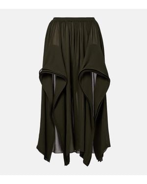 Alaïa Ruffled Georgette Wide-Leg Pants - Green
