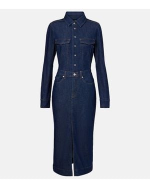 7 For All Mankind Hemdblusenkleid Aus Denim - Blau