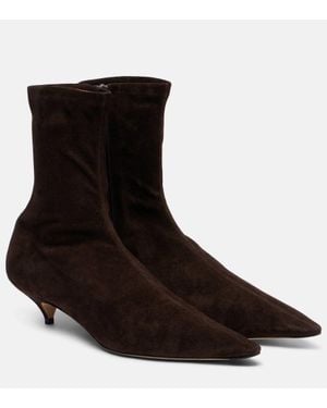 The Row Ankle Boots Liisa 40 Aus Veloursleder - Braun